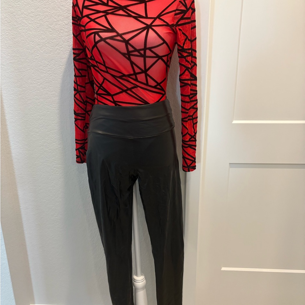 Chic Red Geometric Pattern Bodysuit - image 3